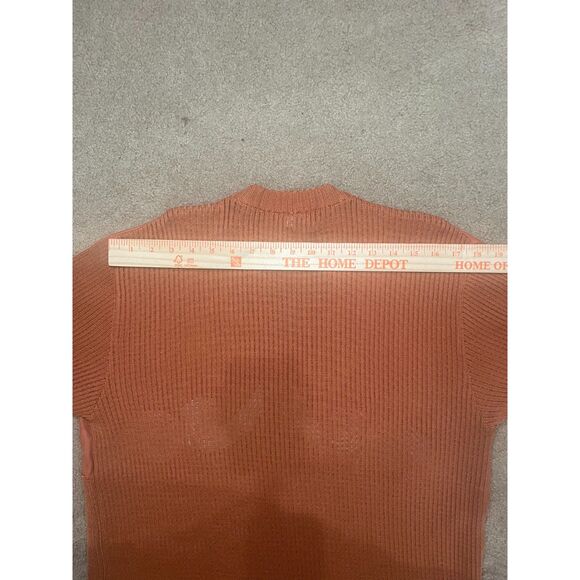 Ladies M V Neck Knee Length Ribbed Button‎ Cardigan Swirl Design Short Sleeve - Picture 11 of 12